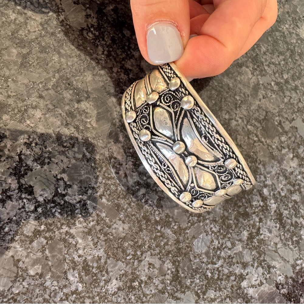 Handmade 925 Sterling Silver Artisan Cuff | Wide Statement Bracelet | 26g
